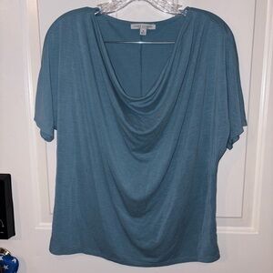 Green Envelope Teal Drape Neck Blouse